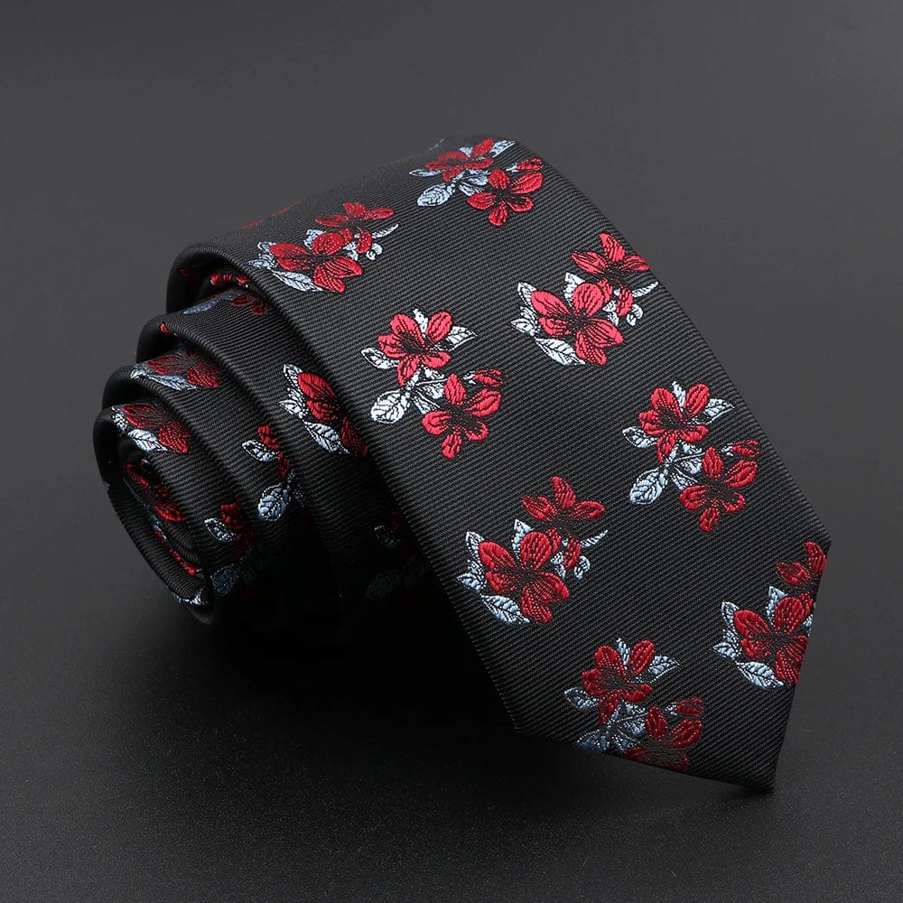 ZONFAZ 26 Styles Men's Jacquard Novelty Ties Skinny Floral Necktie