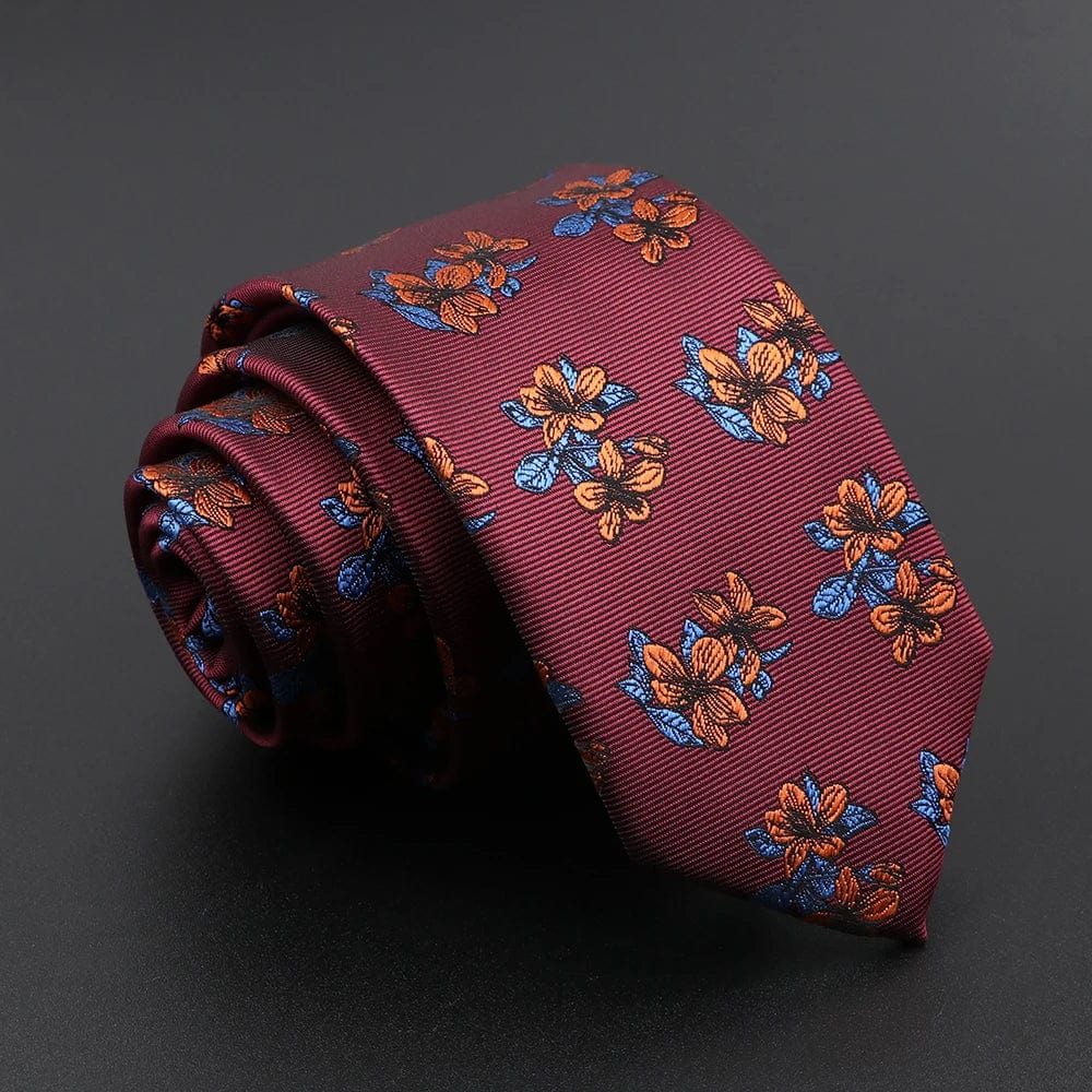 ZONFAZ 26 Styles Men's Jacquard Novelty Ties Skinny Floral Necktie