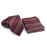 ZONFAZ 2PC Tie Set Striped Necktie Pocket Square for Office Party Wedding Bussiness