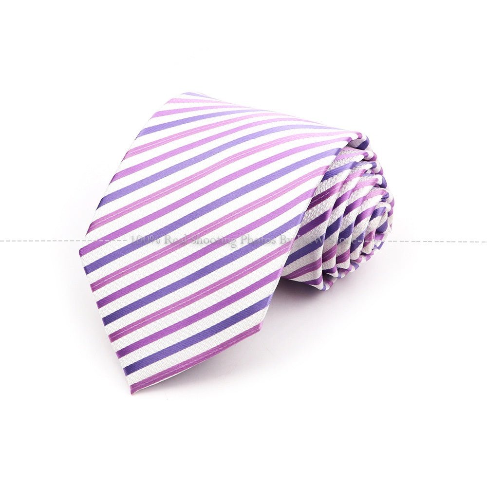 ZONFAZ 8cm Fashion Striped Necktie For Men Wedding Bussiness Tie