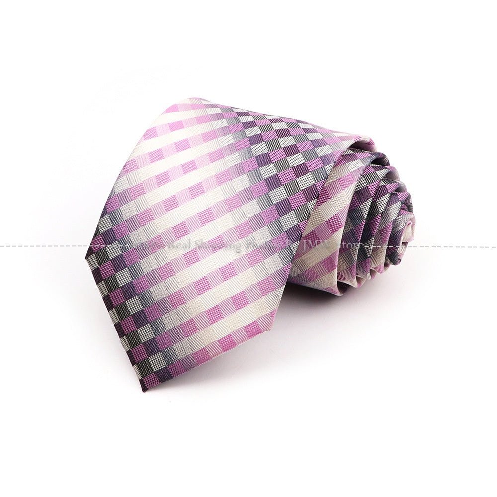 ZONFAZ 8cm Fashion Striped Necktie For Men Wedding Bussiness Tie