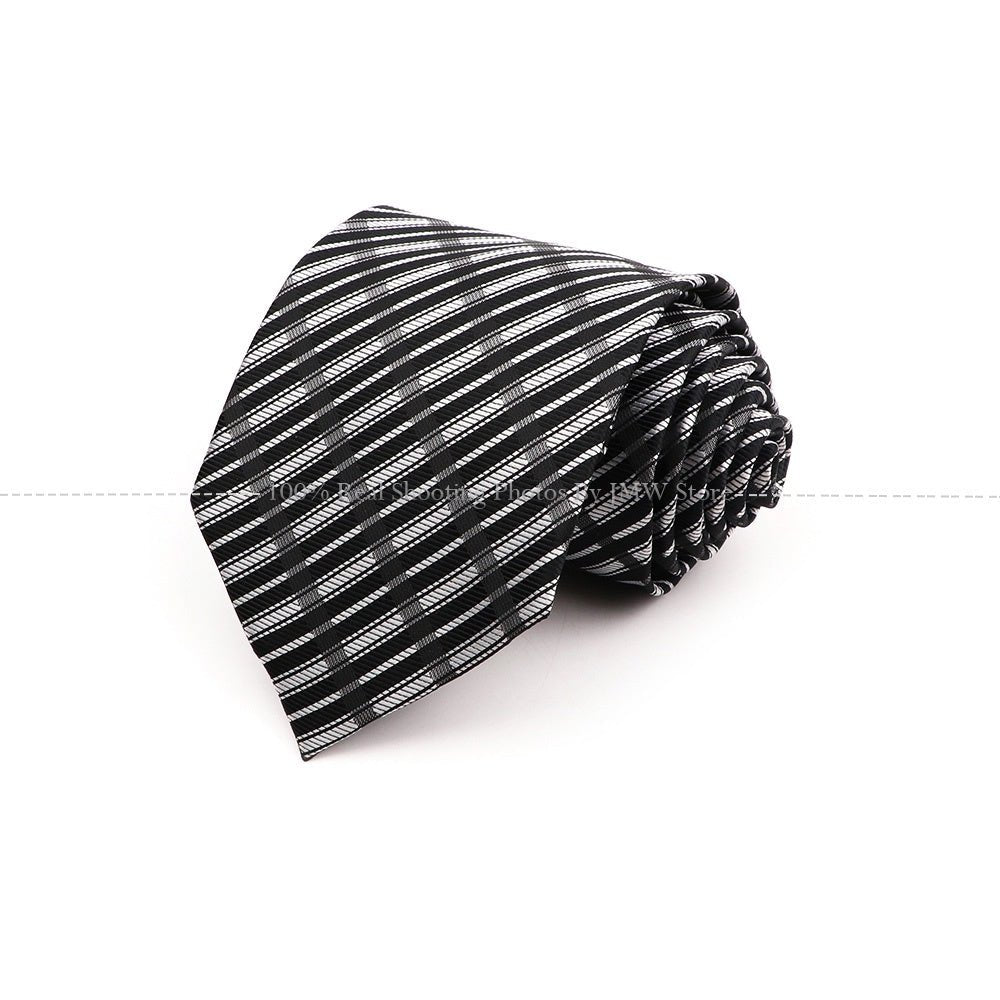 ZONFAZ 8cm Fashion Striped Necktie For Men Wedding Bussiness Tie