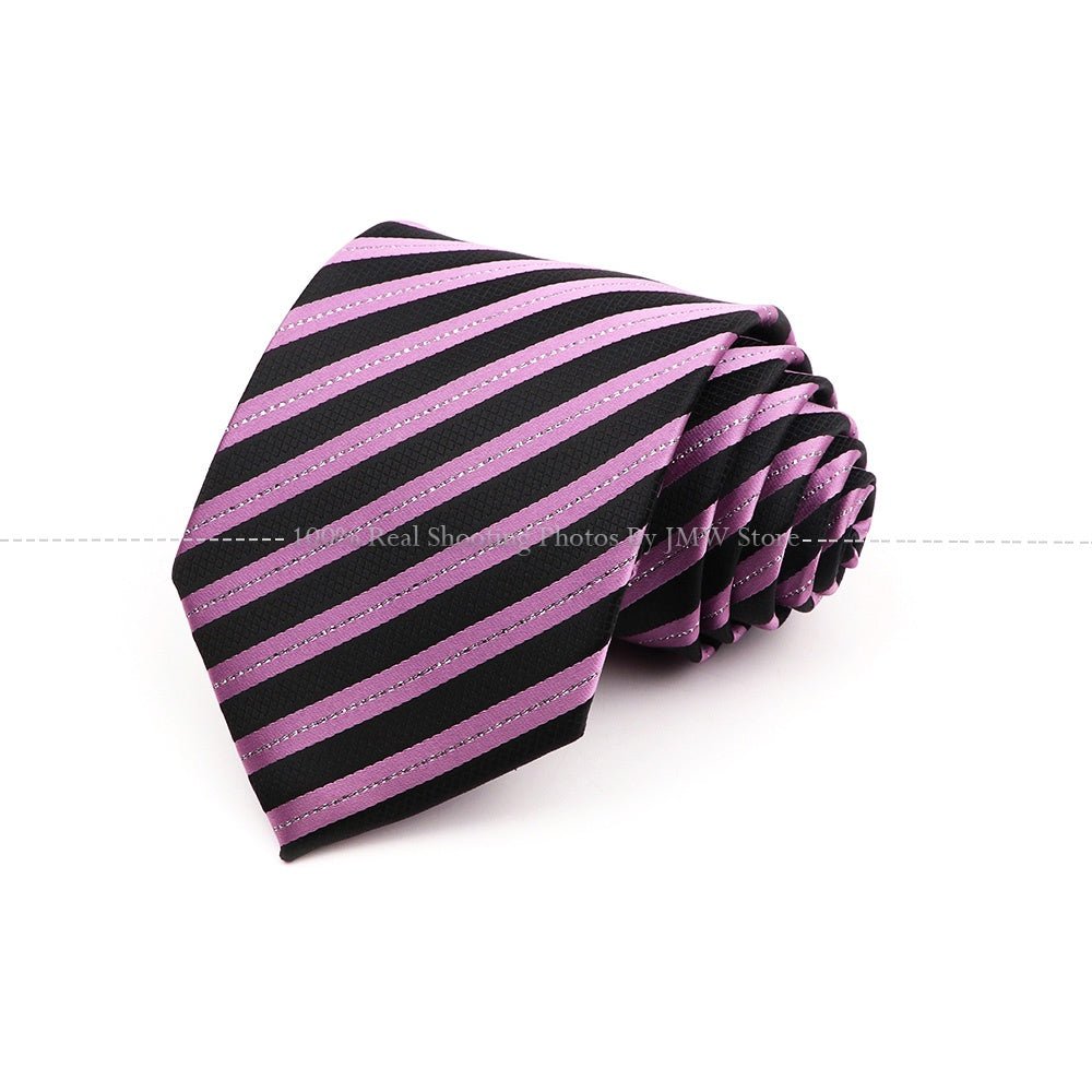 ZONFAZ 8cm Fashion Striped Necktie For Men Wedding Bussiness Tie