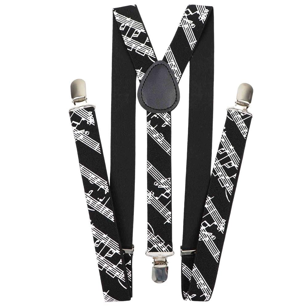 ZONFAZ Adjustable Music Piano Musical Notes Suspenders for Men Women