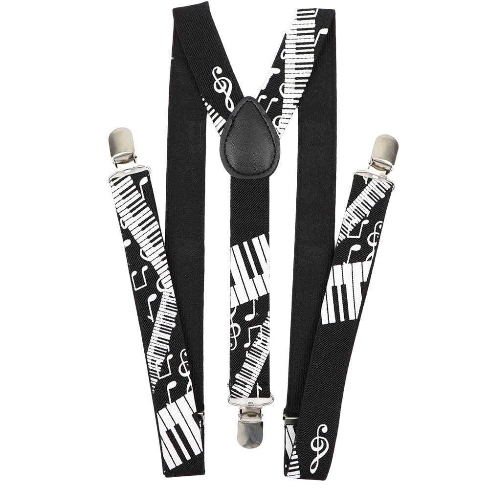 ZONFAZ Adjustable Music Piano Musical Notes Suspenders for Men Women