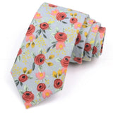 ZONFAZ Artificial Cotton Flower Ties Skinny Floral Necktie