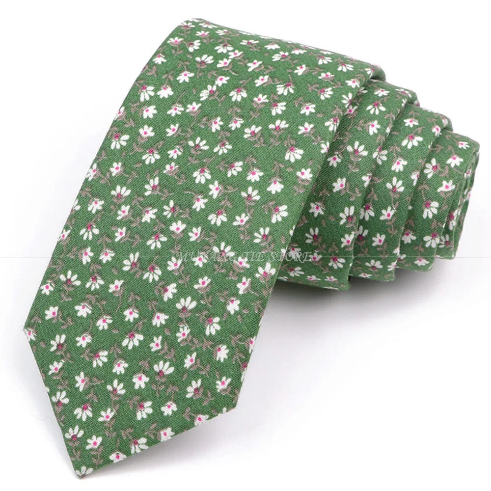 ZONFAZ Artificial Cotton Flower Ties Skinny Floral Necktie