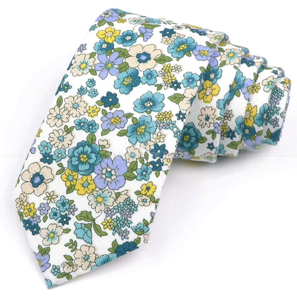 ZONFAZ Artificial Cotton Flower Ties Skinny Floral Necktie