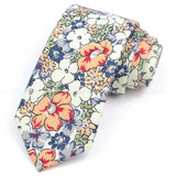 ZONFAZ Artificial Cotton Flower Ties Skinny Floral Necktie