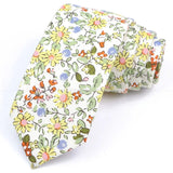 ZONFAZ Artificial Cotton Flower Ties Skinny Floral Necktie