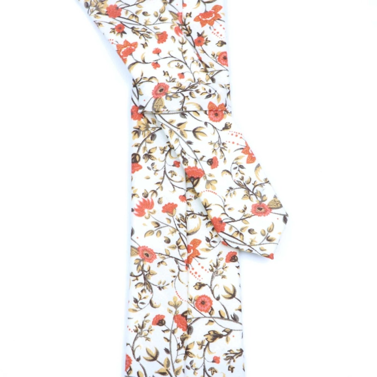 ZONFAZ Artificial Cotton Flower Ties Skinny Floral Necktie