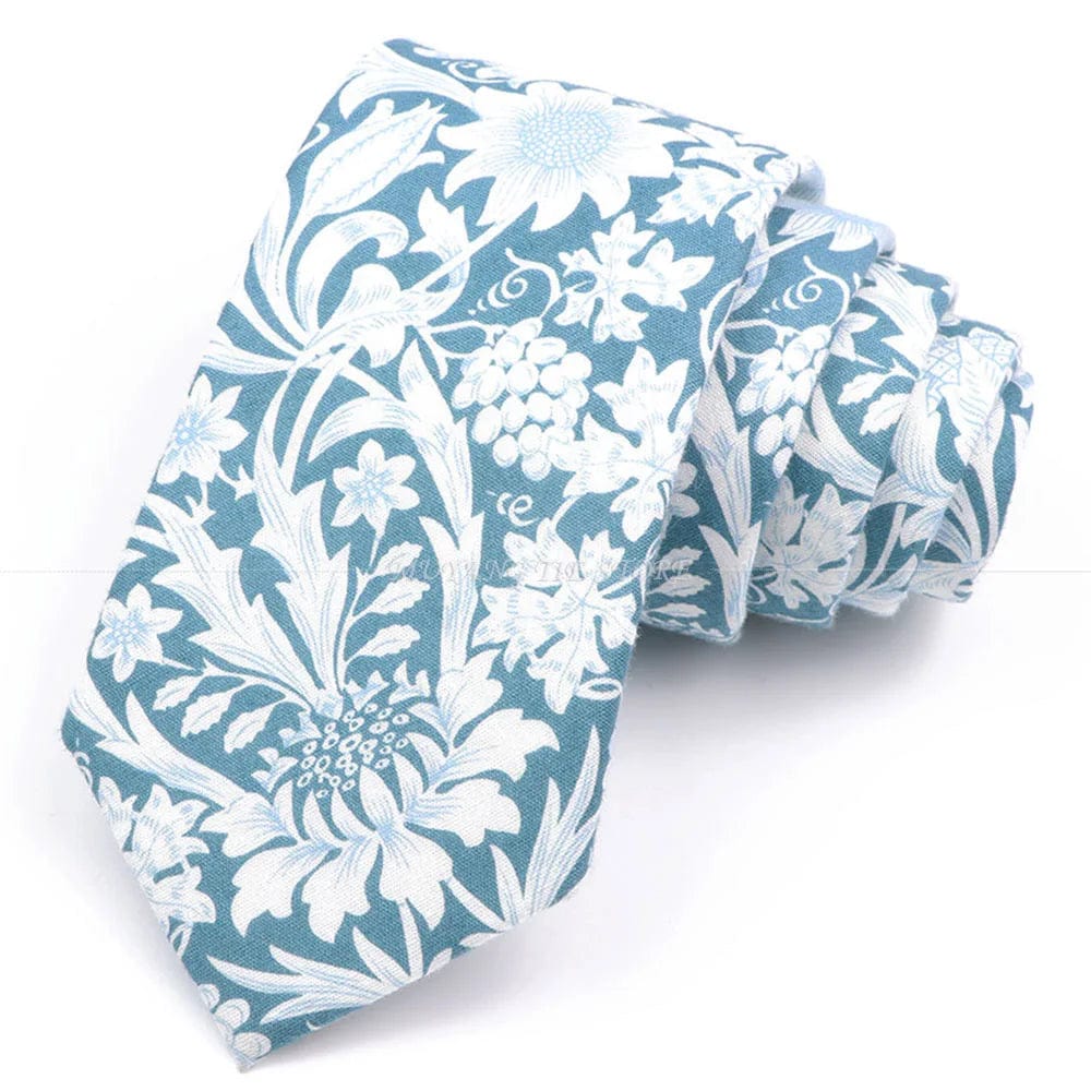 ZONFAZ Artificial Cotton Flower Ties Skinny Floral Necktie