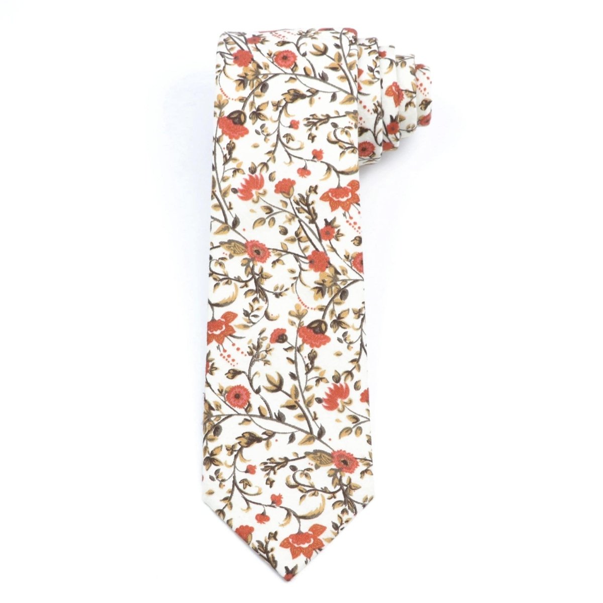 ZONFAZ Artificial Cotton Flower Ties Skinny Floral Necktie