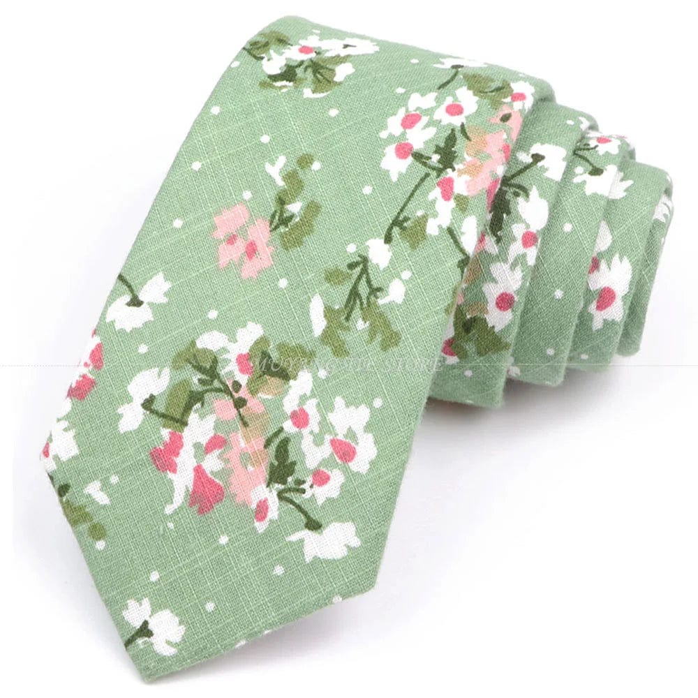 ZONFAZ Artificial Cotton Flower Ties Skinny Floral Necktie