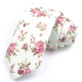 ZONFAZ Artificial Cotton Flower Ties Skinny Floral Necktie