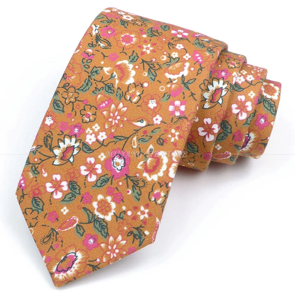 ZONFAZ Artificial Cotton Flower Ties Skinny Floral Necktie