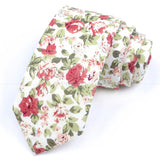 ZONFAZ Artificial Cotton Flower Ties Skinny Floral Necktie