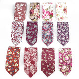 ZONFAZ Artificial Cotton Flower Ties Skinny Floral Necktie