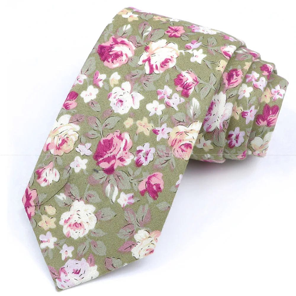 ZONFAZ Artificial Cotton Flower Ties Skinny Floral Necktie