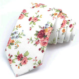 ZONFAZ Artificial Cotton Flower Ties Skinny Floral Necktie