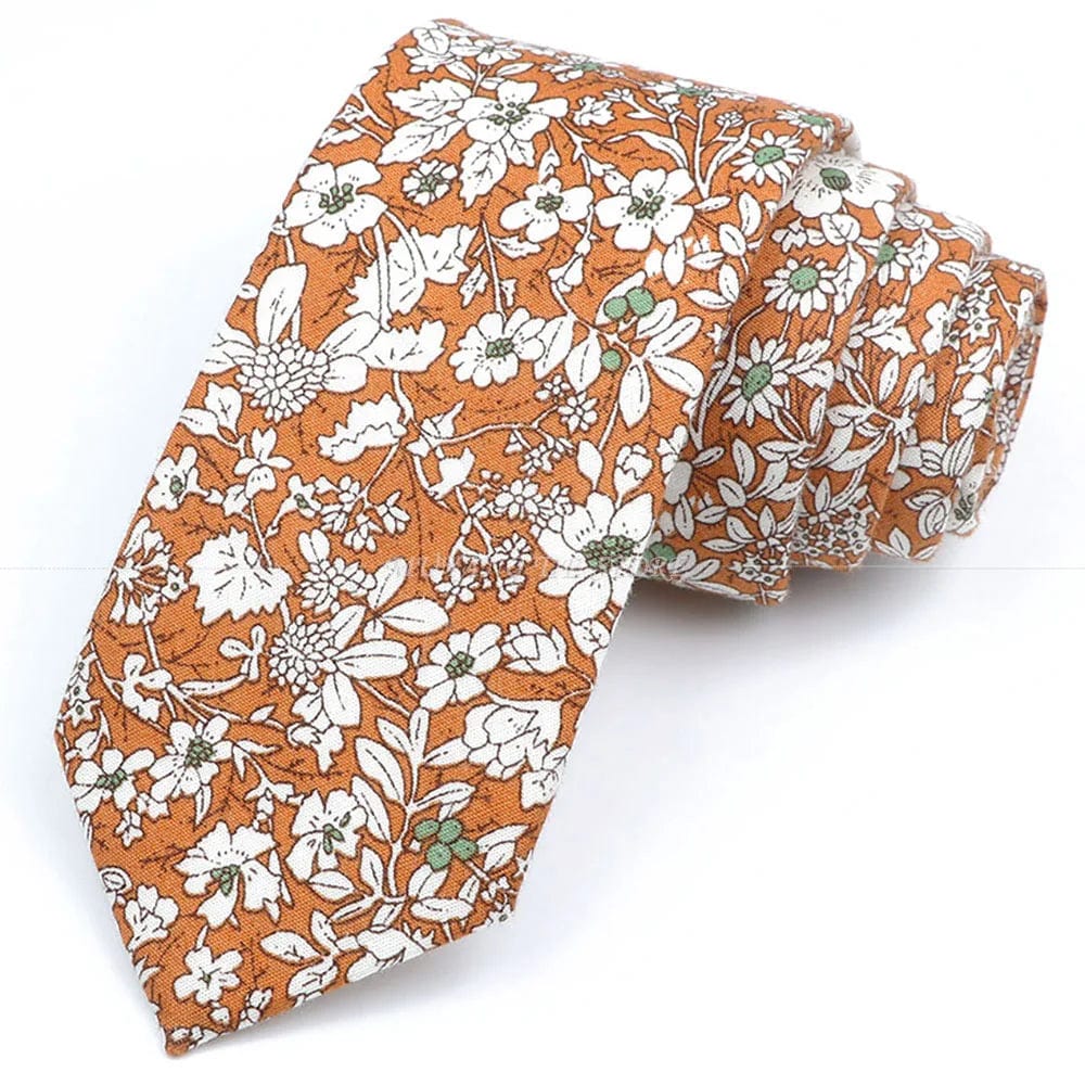 ZONFAZ Artificial Cotton Flower Ties Skinny Floral Necktie