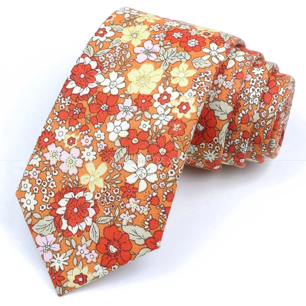 ZONFAZ Artificial Cotton Flower Ties Skinny Floral Necktie