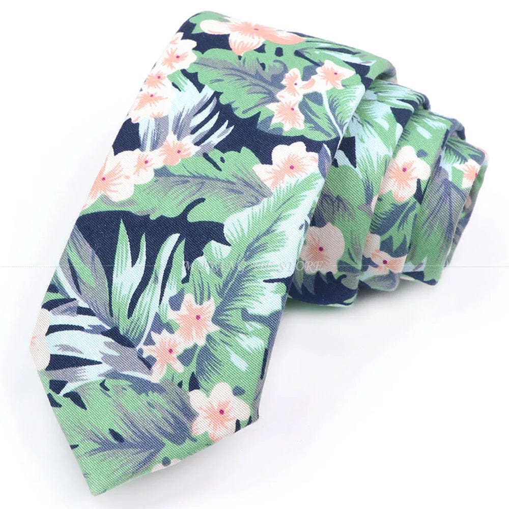 ZONFAZ Artificial Cotton Flower Ties Skinny Floral Necktie