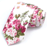 ZONFAZ Artificial Cotton Flower Ties Skinny Floral Necktie