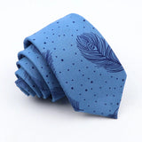 ZONFAZ Blue Cotton Denim Ties For Men Skinny Floral Neckties