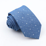 ZONFAZ Blue Cotton Denim Ties For Men Skinny Floral Neckties