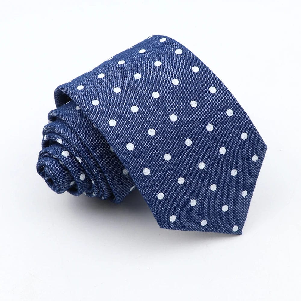 ZONFAZ Blue Cotton Denim Ties For Men Skinny Floral Neckties