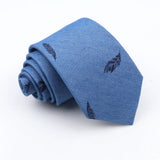 ZONFAZ Blue Cotton Denim Ties For Men Skinny Floral Neckties