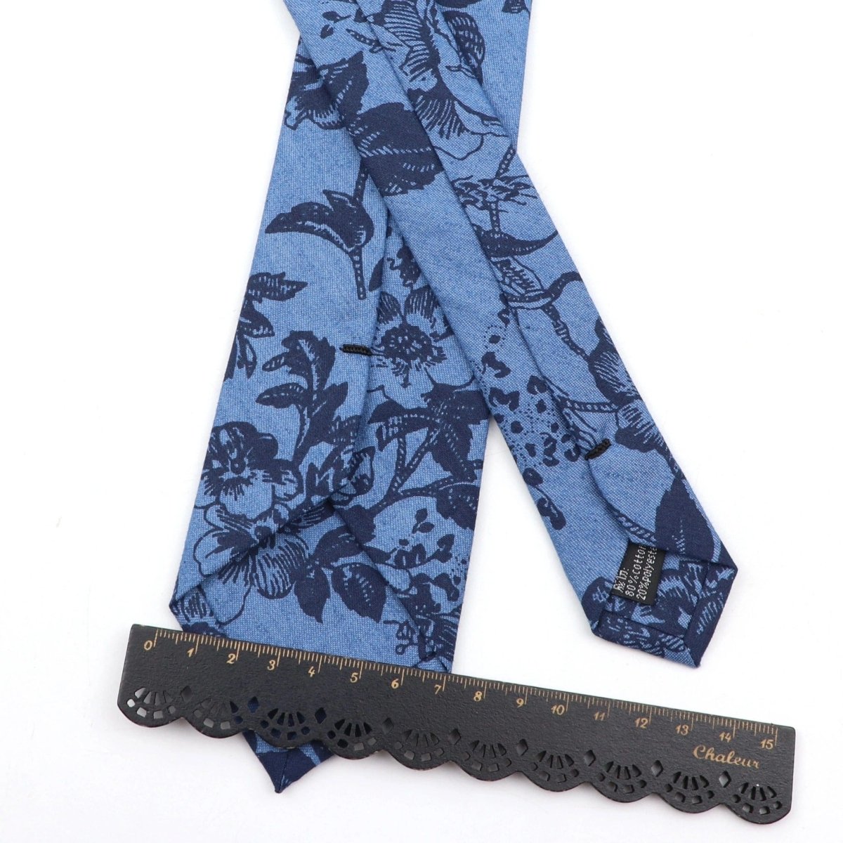 ZONFAZ Blue Cotton Denim Ties For Men Skinny Floral Neckties