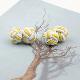 ZONFAZ Braided Handmade Cufflinks Mixed Colors DIY Elastic Rope Ball Cuff Links