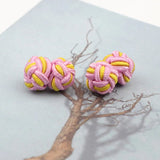 ZONFAZ Braided Handmade Cufflinks Mixed Colors DIY Elastic Rope Ball Cuff Links