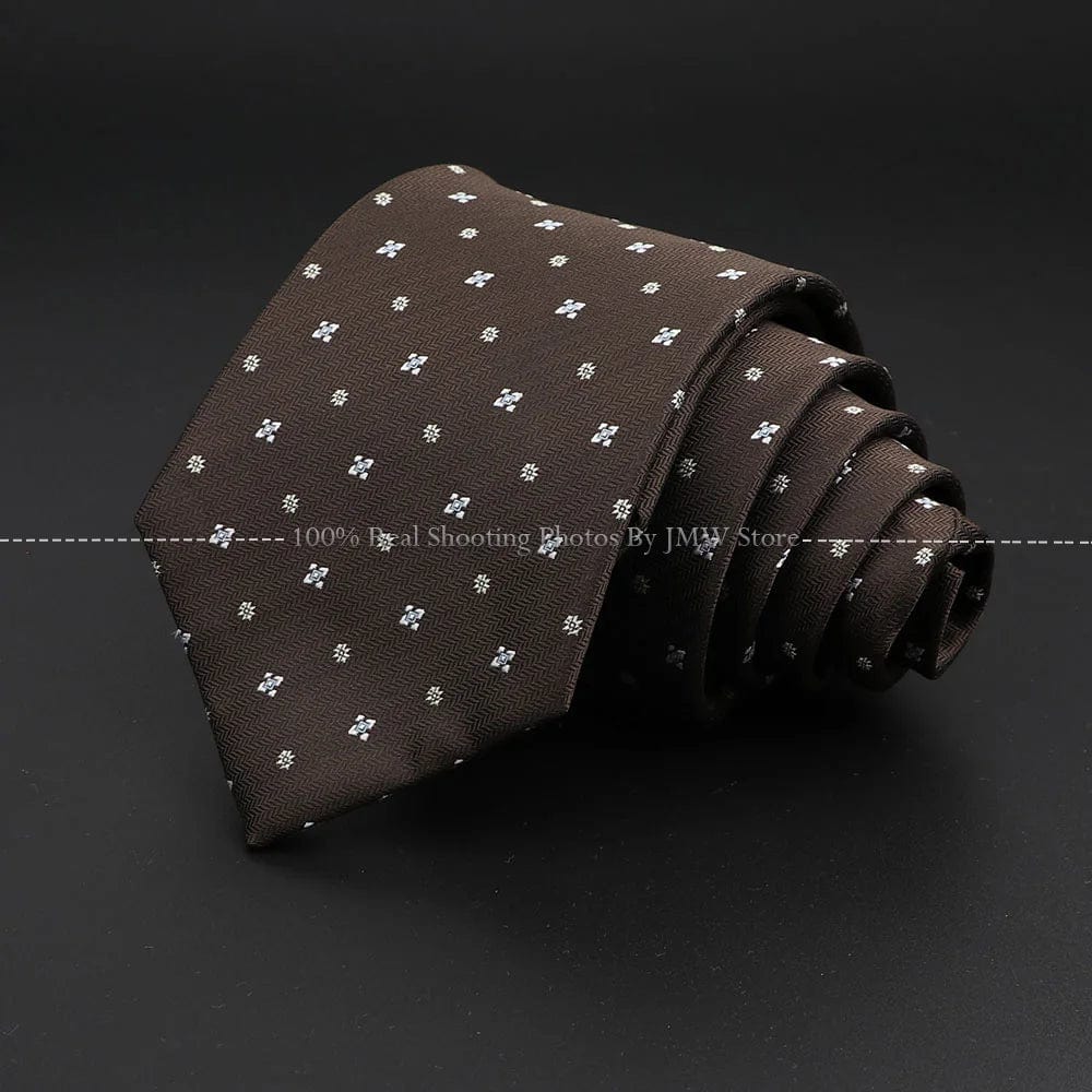 ZONFAZ Brown Classic Solid Striped Paisley Flower Neckties for Men