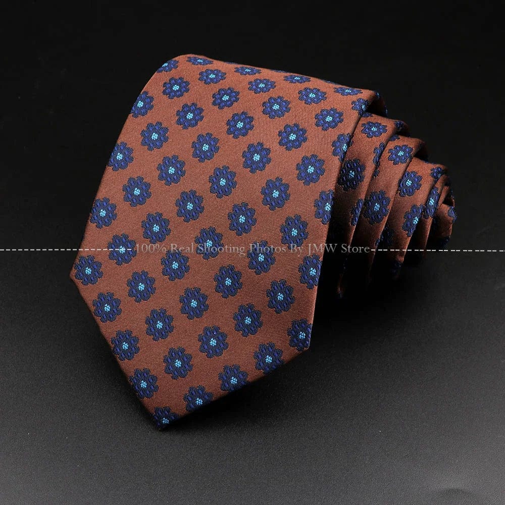 ZONFAZ Brown Classic Solid Striped Paisley Flower Neckties for Men