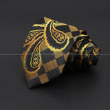 ZONFAZ Brown Classic Solid Striped Paisley Flower Neckties for Men