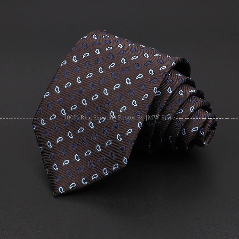 ZONFAZ Brown Classic Solid Striped Paisley Flower Neckties for Men