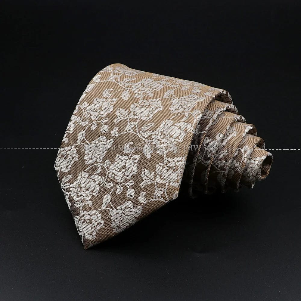 ZONFAZ Brown Classic Solid Striped Paisley Flower Neckties for Men