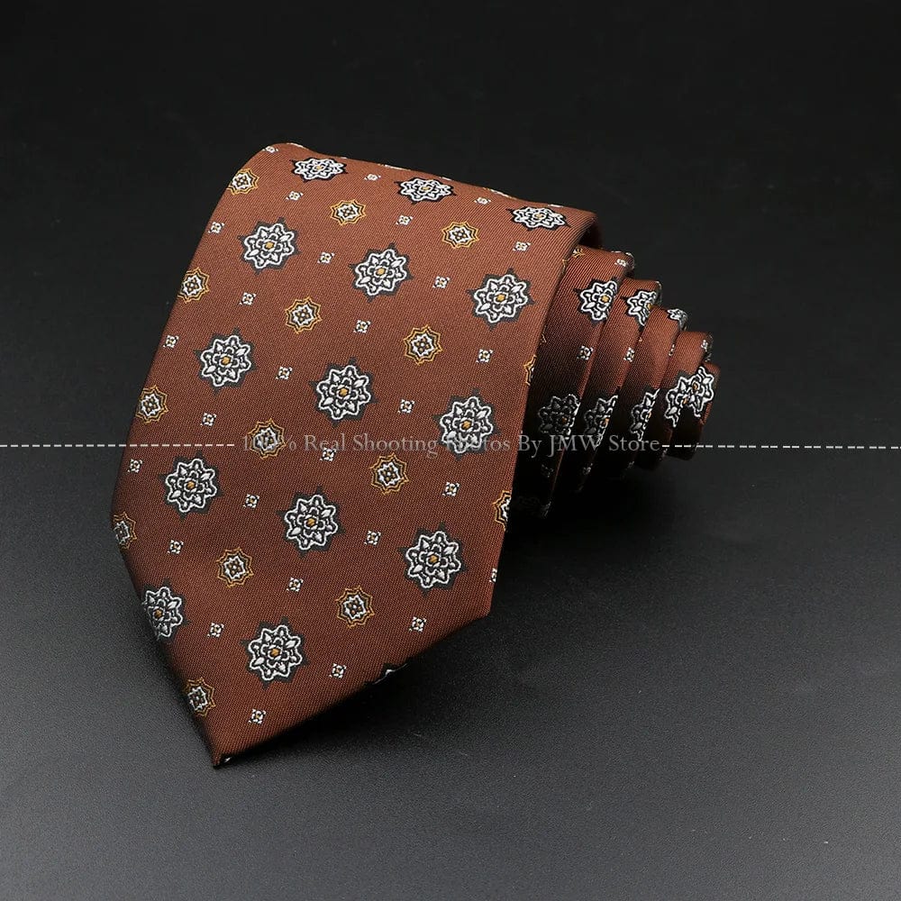 ZONFAZ Brown Classic Solid Striped Paisley Flower Neckties for Men