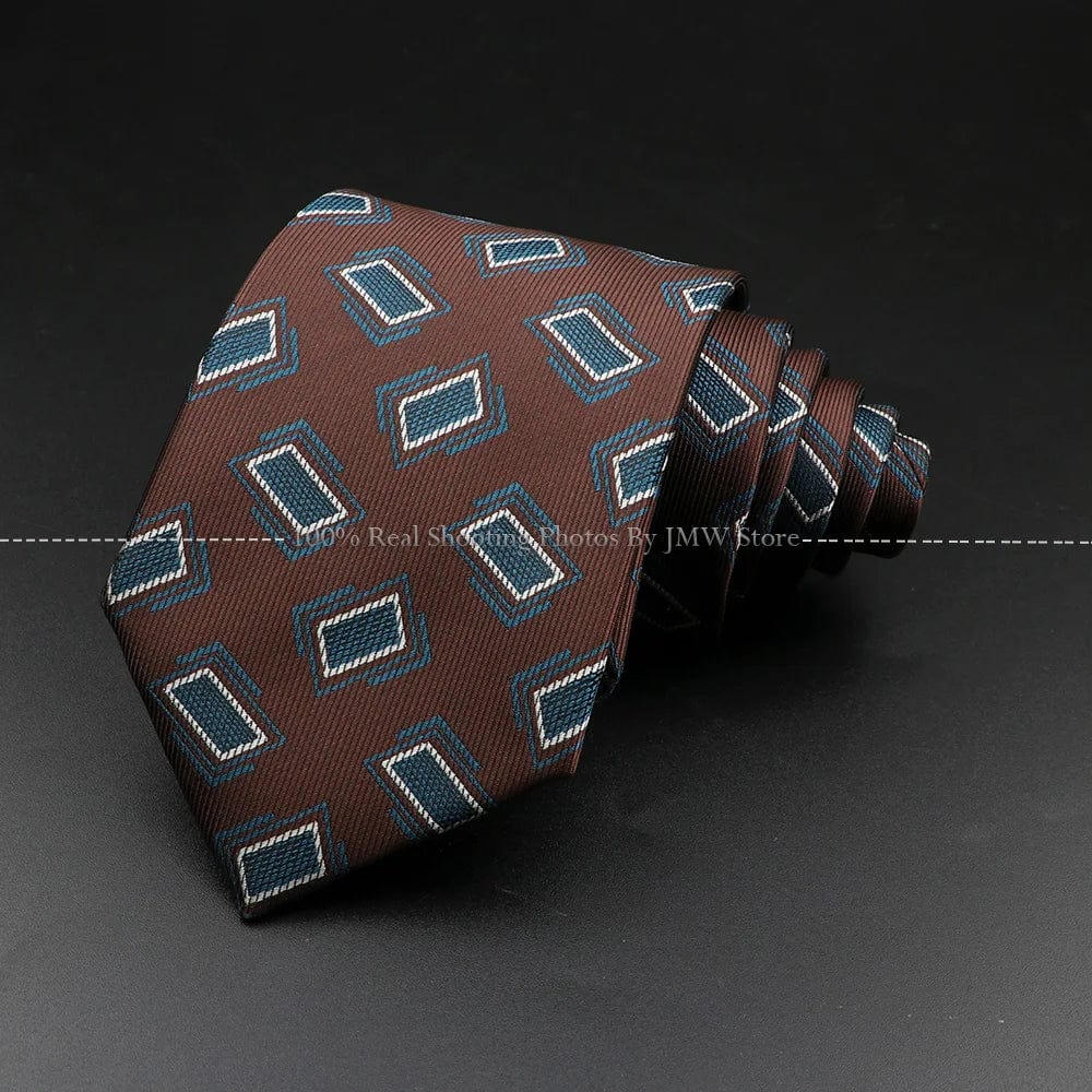 ZONFAZ Brown Classic Solid Striped Paisley Flower Neckties for Men