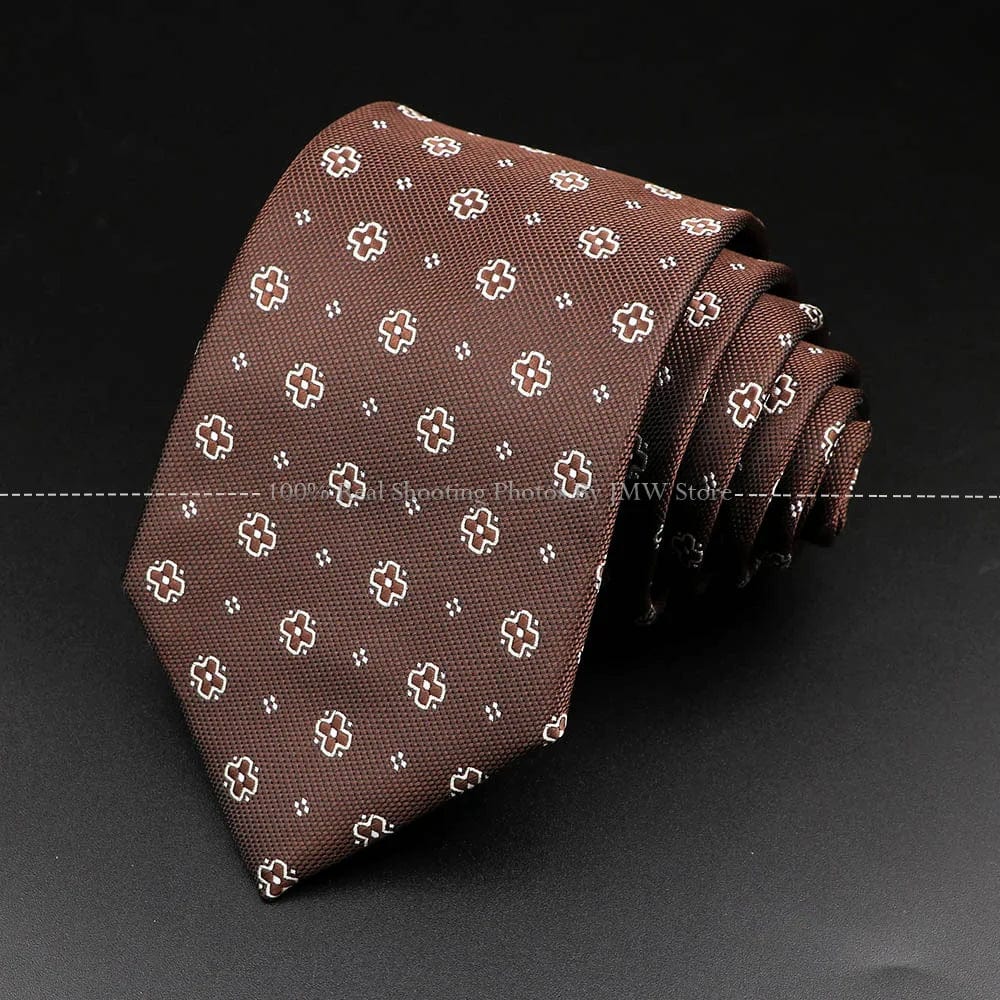 ZONFAZ Brown Classic Solid Striped Paisley Flower Neckties for Men