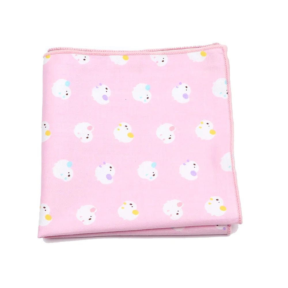 ZONFAZ Cartoon Cotton Handkerchief Cute Animal Fruit Pocket Square