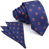 ZONFAZ Cartoon Dinosaur Skinny Silk Tie Pocket Square Set