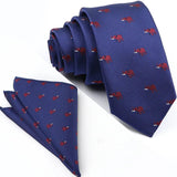 ZONFAZ Cartoon Dinosaur Skinny Silk Tie Pocket Square Set