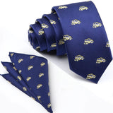 ZONFAZ Cartoon Dinosaur Skinny Silk Tie Pocket Square Set