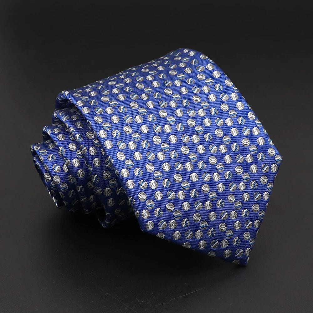 ZONFAZ Classic Blue Striped Business Formal Silk Necktie 8cm Width