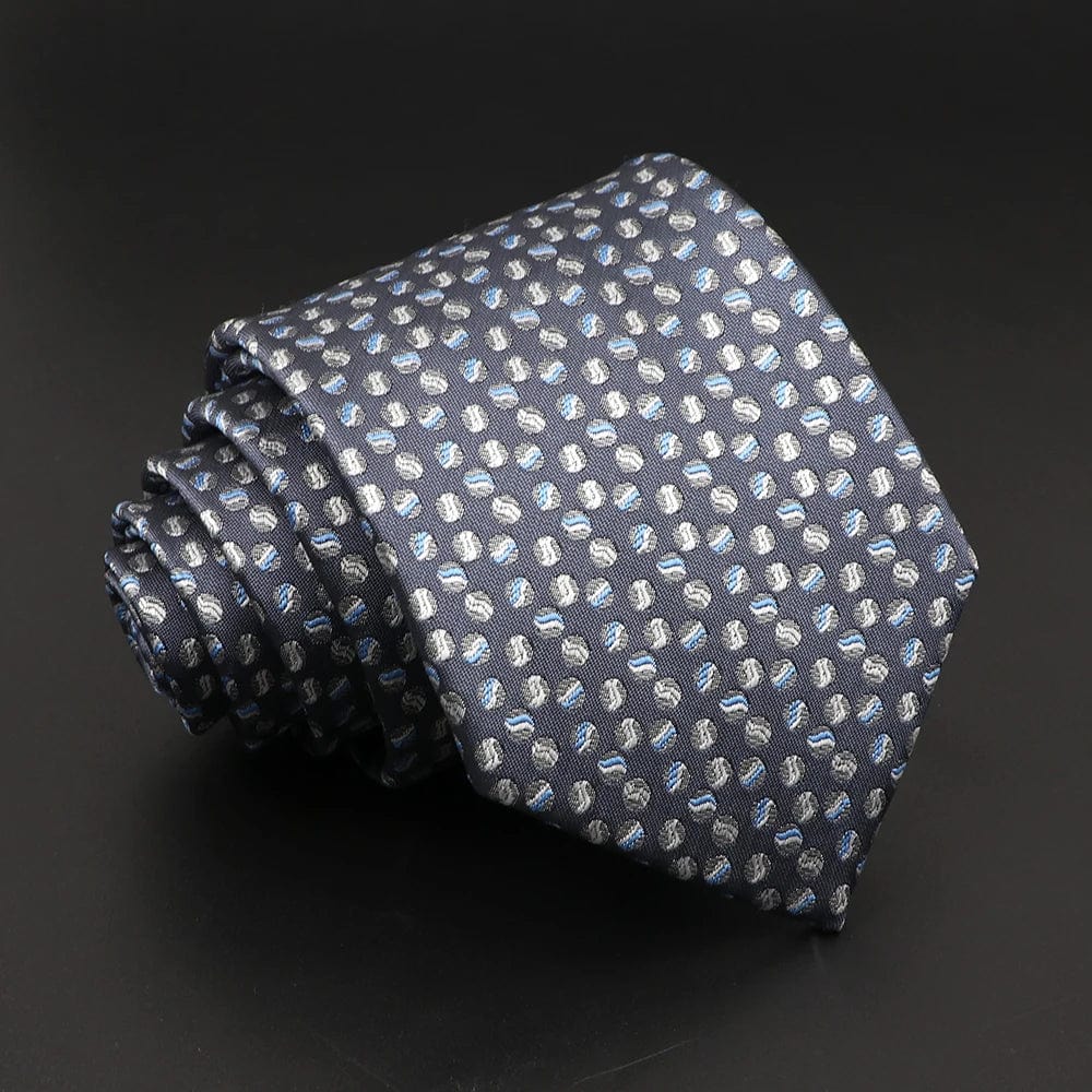 ZONFAZ Classic Blue Striped Business Formal Silk Necktie 8cm Width