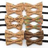 ZONFAZ Cork Wood Bow Ties Novelty Handmade Wooden Bowtie for Parent - Child